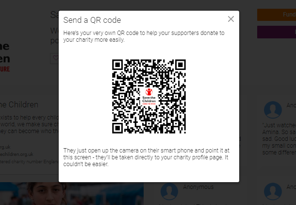 How can I use a QR Code to collect charity donations?